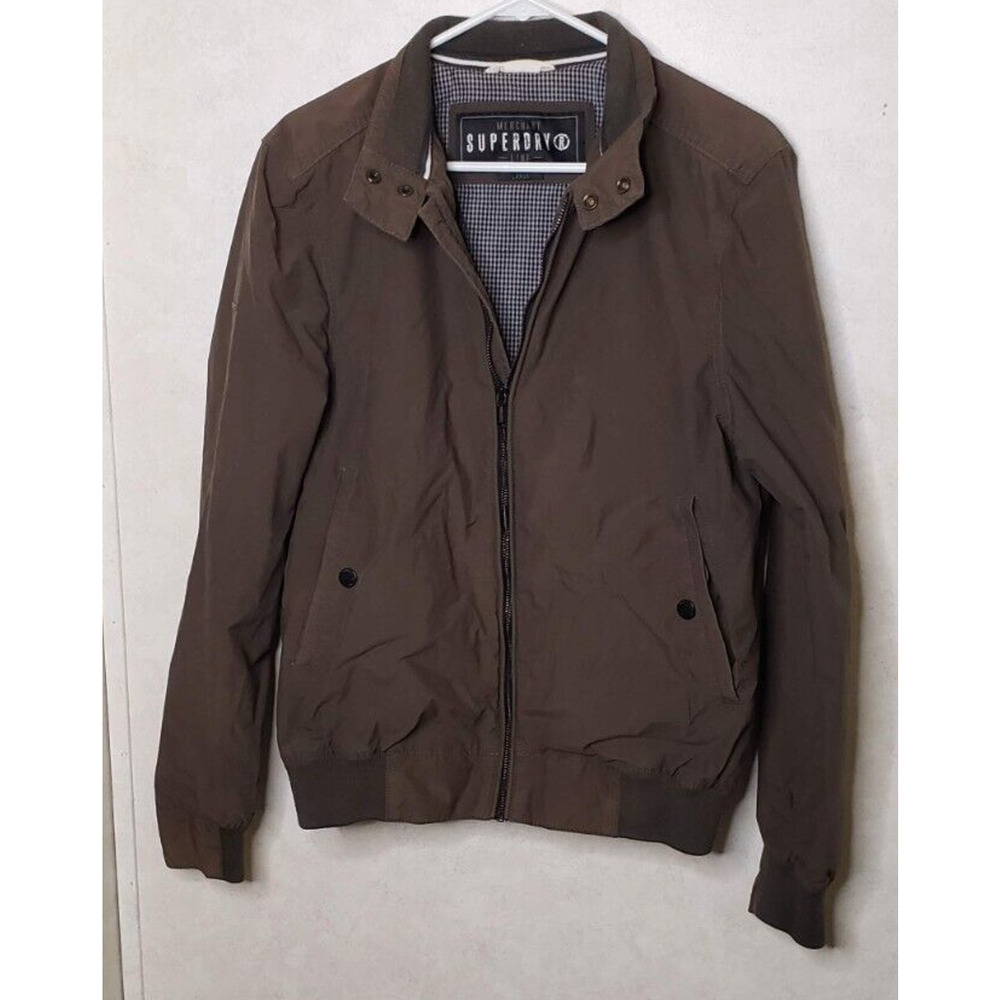 Authentic Superdry Mens Vintage Brown Cloth Size Large Bomber Jacket